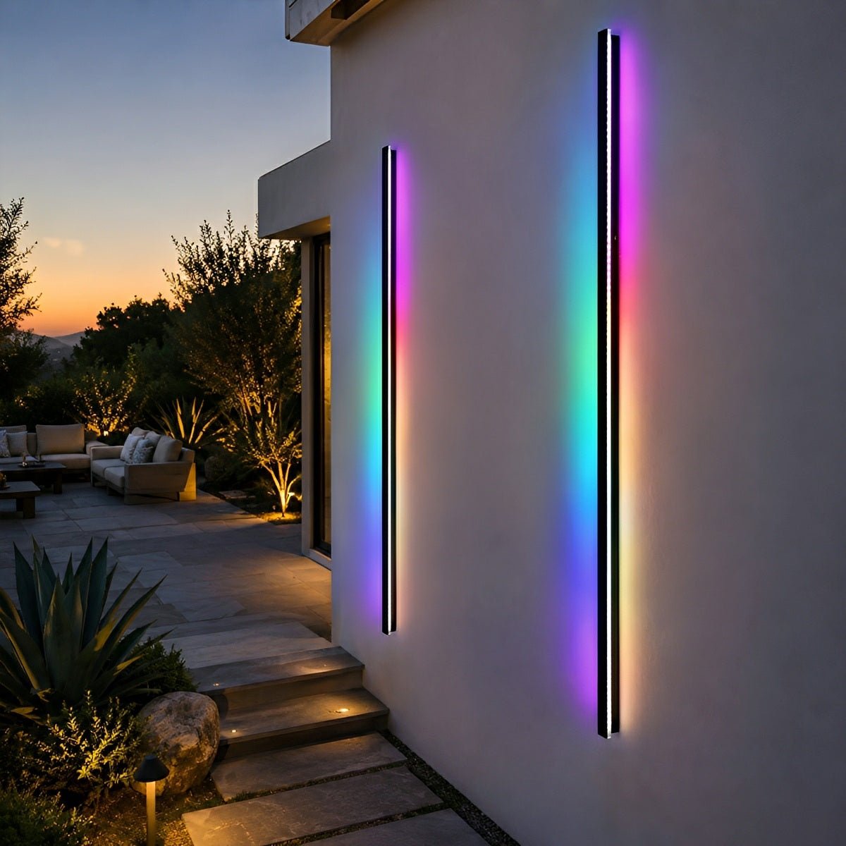 Black Long Strip LED RGB IP65 Waterproof Outdoor Wall Mount Lighting
