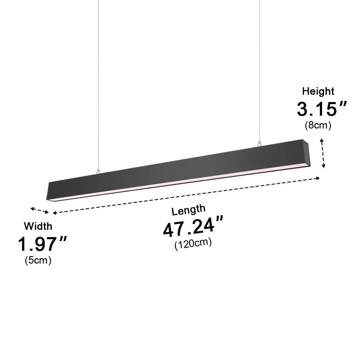 Black Modern Minimalist Linear LED Long Strip Office Ceiling Pendant Lights