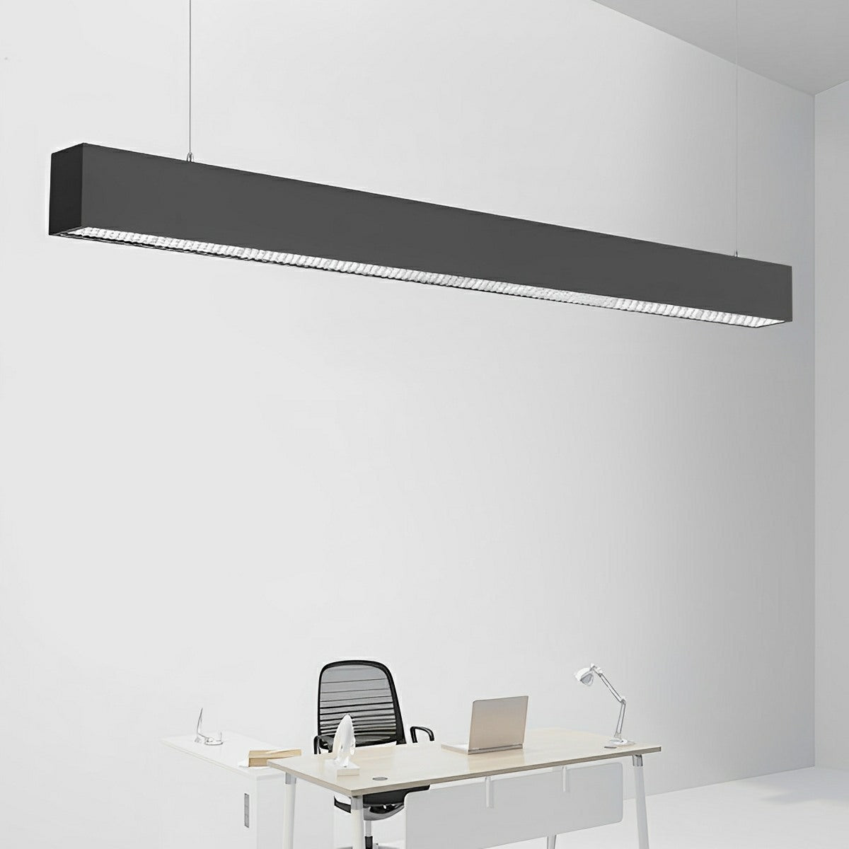 Black Modern Minimalist Linear LED Long Strip Office Ceiling Pendant Lights