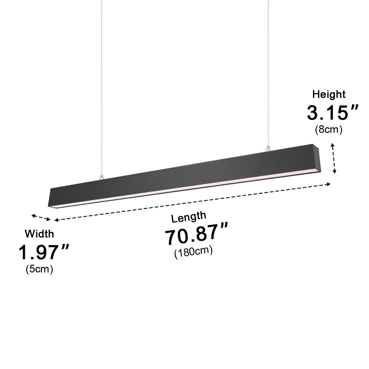 Black Modern Minimalist Linear LED Long Strip Office Ceiling Pendant Lights