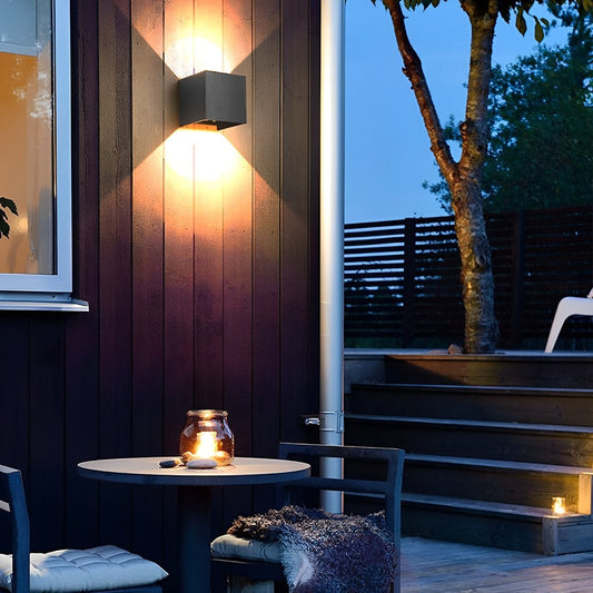 Black Waterproof Square Up Down LED Lighting Exterior Porch Lights