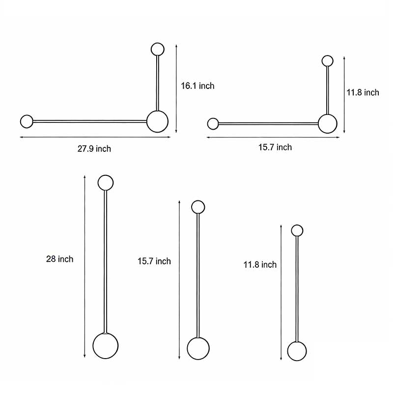 Black Wall Light Modern LED Straight Line Right Angle Light