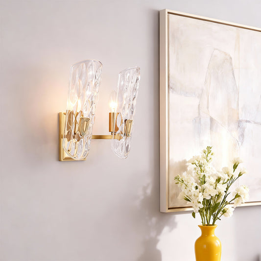 Brass Glass Wall Light European Style Classic Metal Lamp