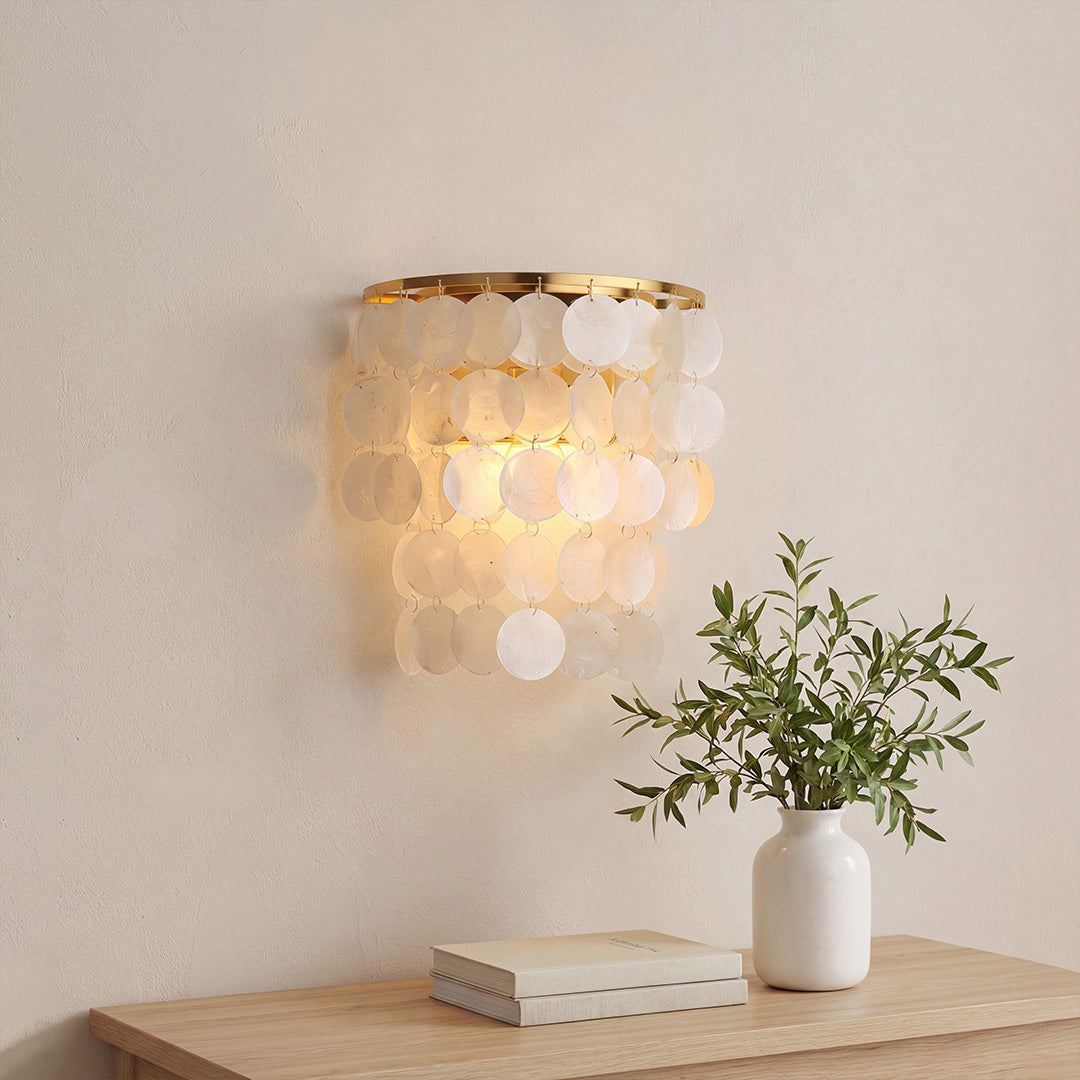 Capiz Shell Wall Sconces Modern Coastal LED Metal Light