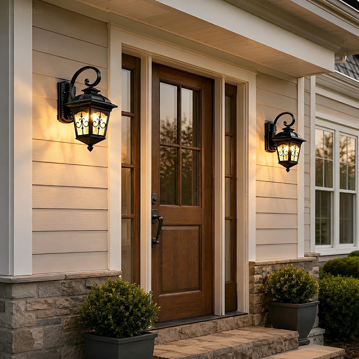 Classic European Outdoor Waterproof Tower Glass Wall Light LED Exterior Sconce