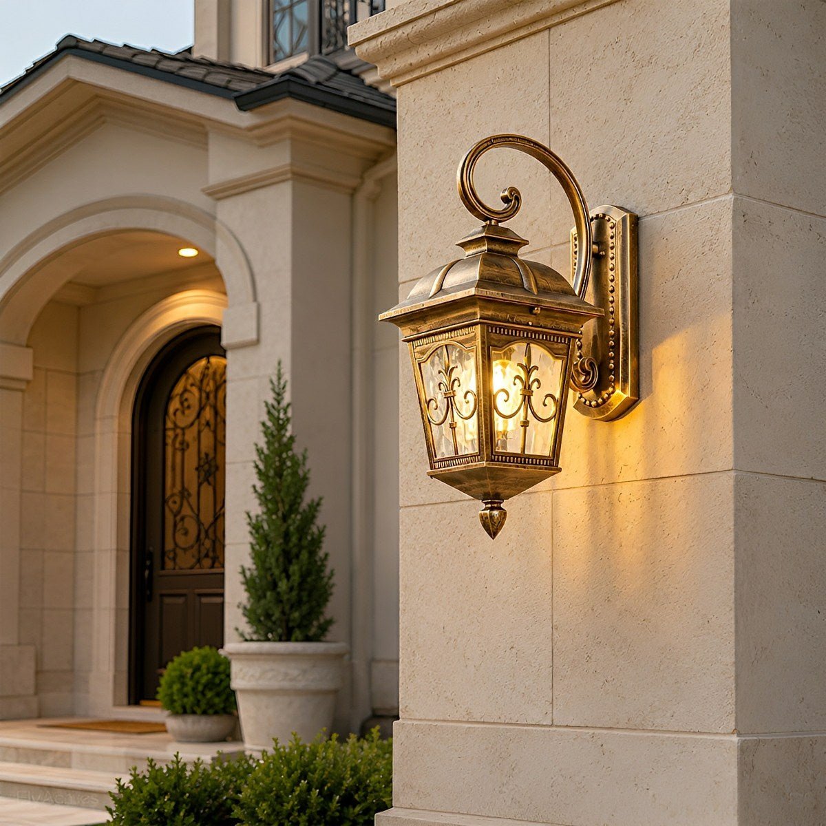 Classic European Outdoor Waterproof Tower Glass Wall Light LED Exterior Sconce