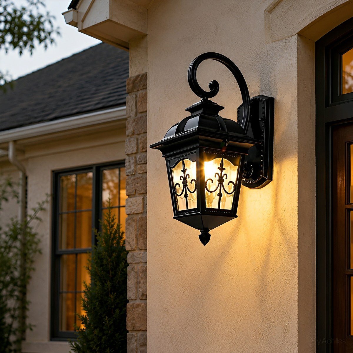 Classic European Outdoor Waterproof Tower Glass Wall Light LED Exterior Sconce