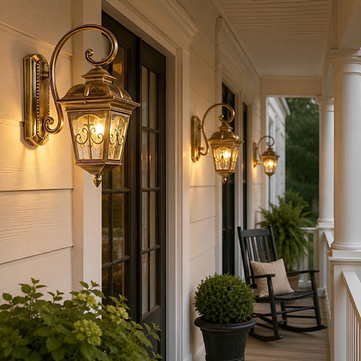 Classic European Outdoor Waterproof Tower Glass Wall Light LED Exterior Sconce