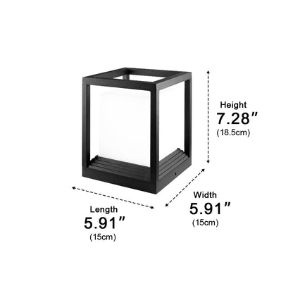 Fence Minimalist Cube Post Light - Black Aluminum and Acrylic Box in Small or Medium, Solar or Hardwired, for Deck, Garden and Patio Posts