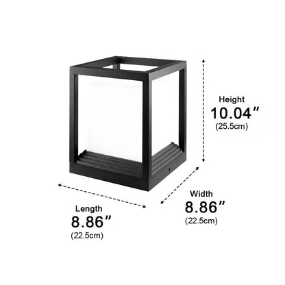 Fence Minimalist Cube Post Light - Black Aluminum and Acrylic Box in Small or Medium, Solar or Hardwired, for Deck, Garden and Patio Posts