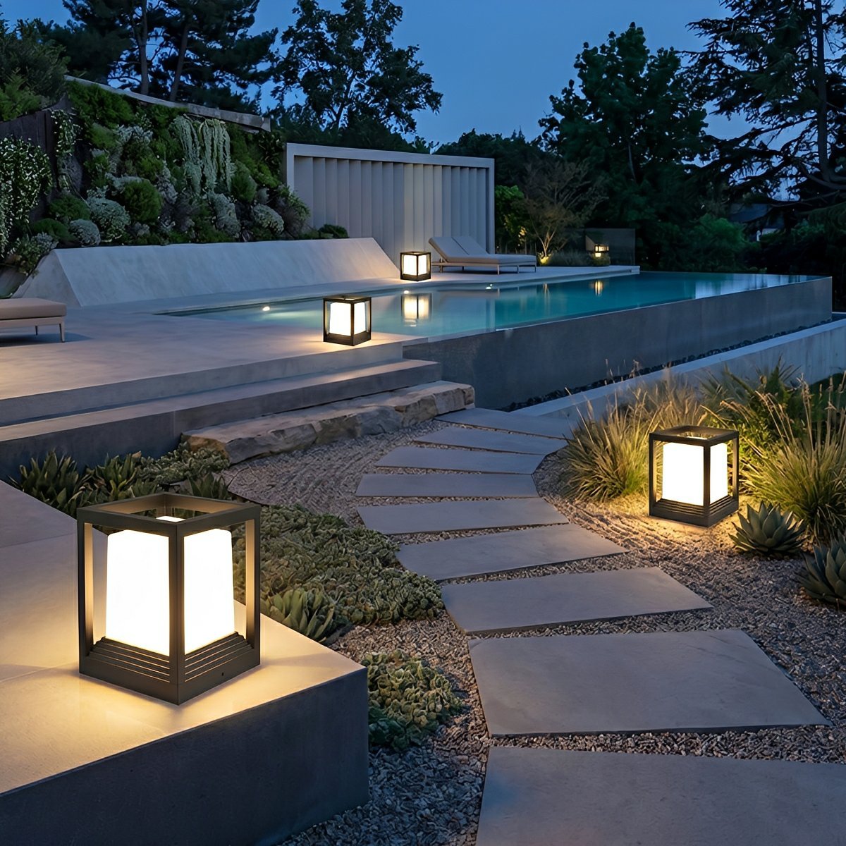 Classic Minimalist Cube Waterproof Fence Outdoor Post Light