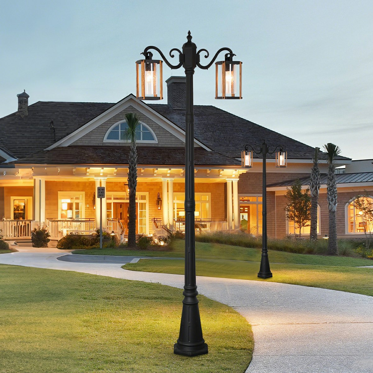 Classic Round Coach Lamps LED Outdoor Pathway Post Lights