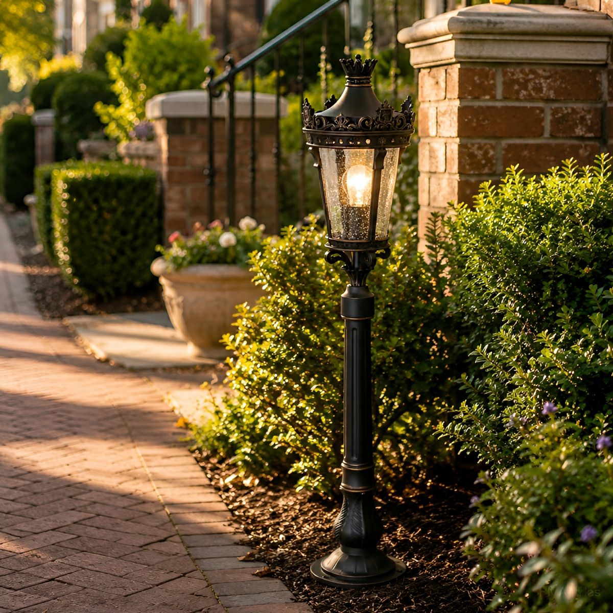 Classic Vintage European Lantern Pathway Bollard Light