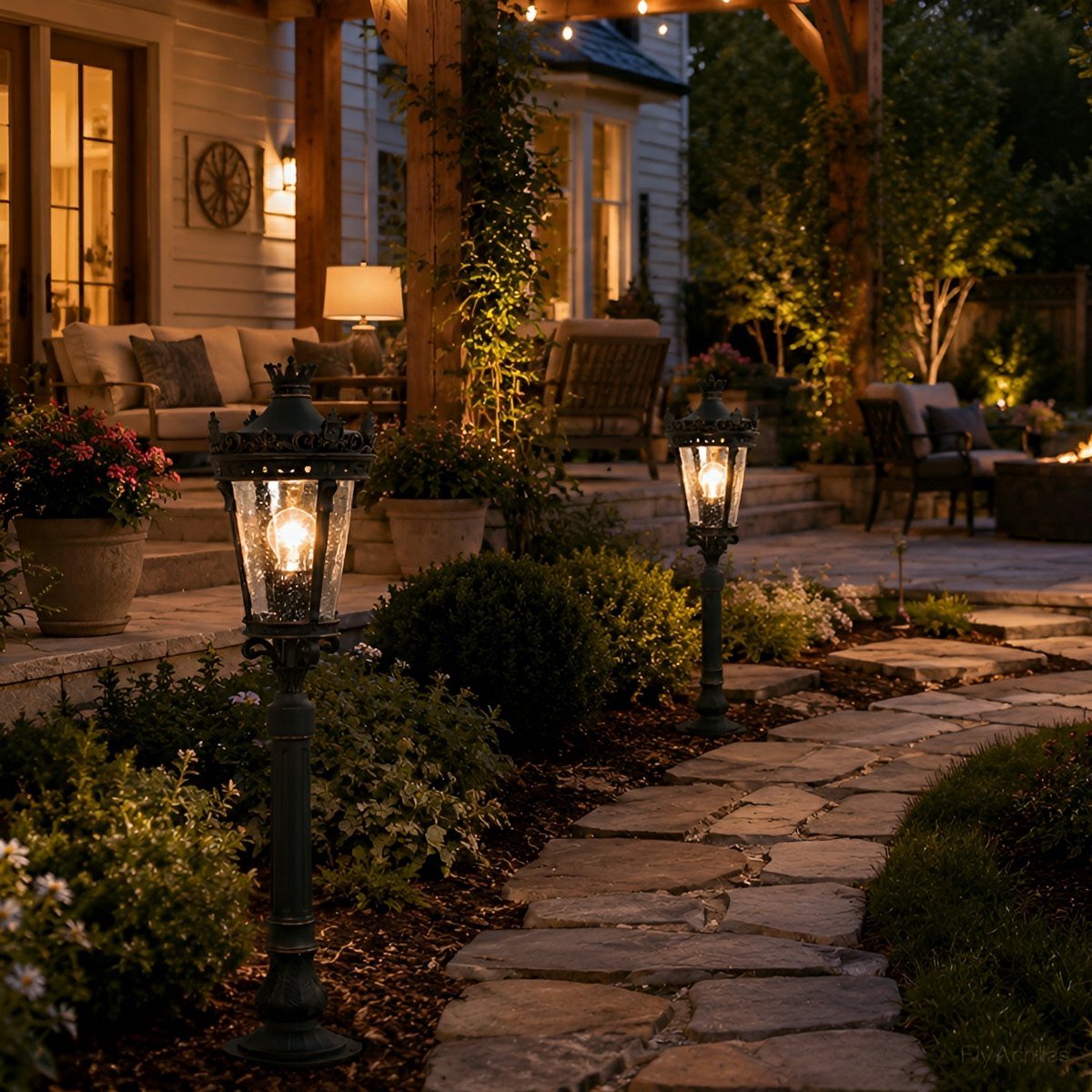 Classic Vintage European Lantern Pathway Bollard Light