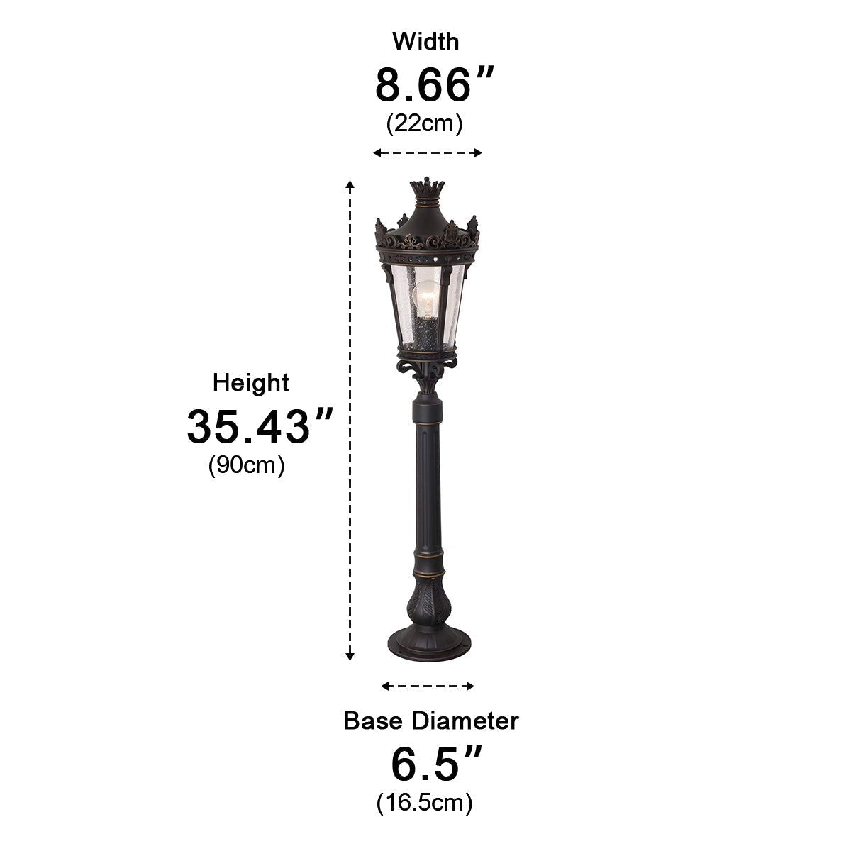 Classic Vintage European Lantern Pathway Bollard Light