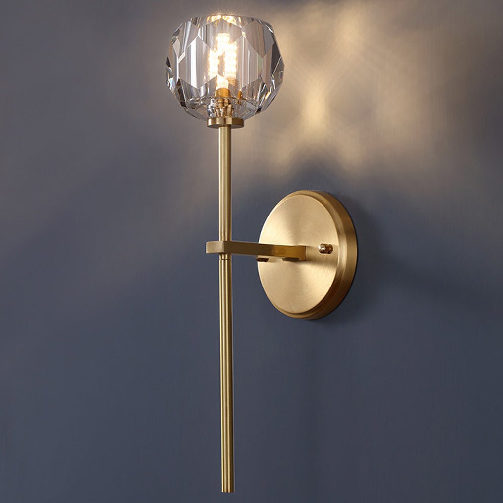 Crystal Wall Sconce with Shade LED Gold-Plated Lamp