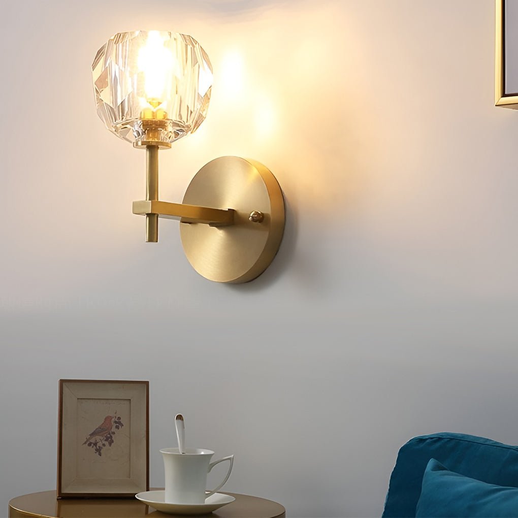 Crystal Wall Sconce with Shade LED Gold-Plated Lamp