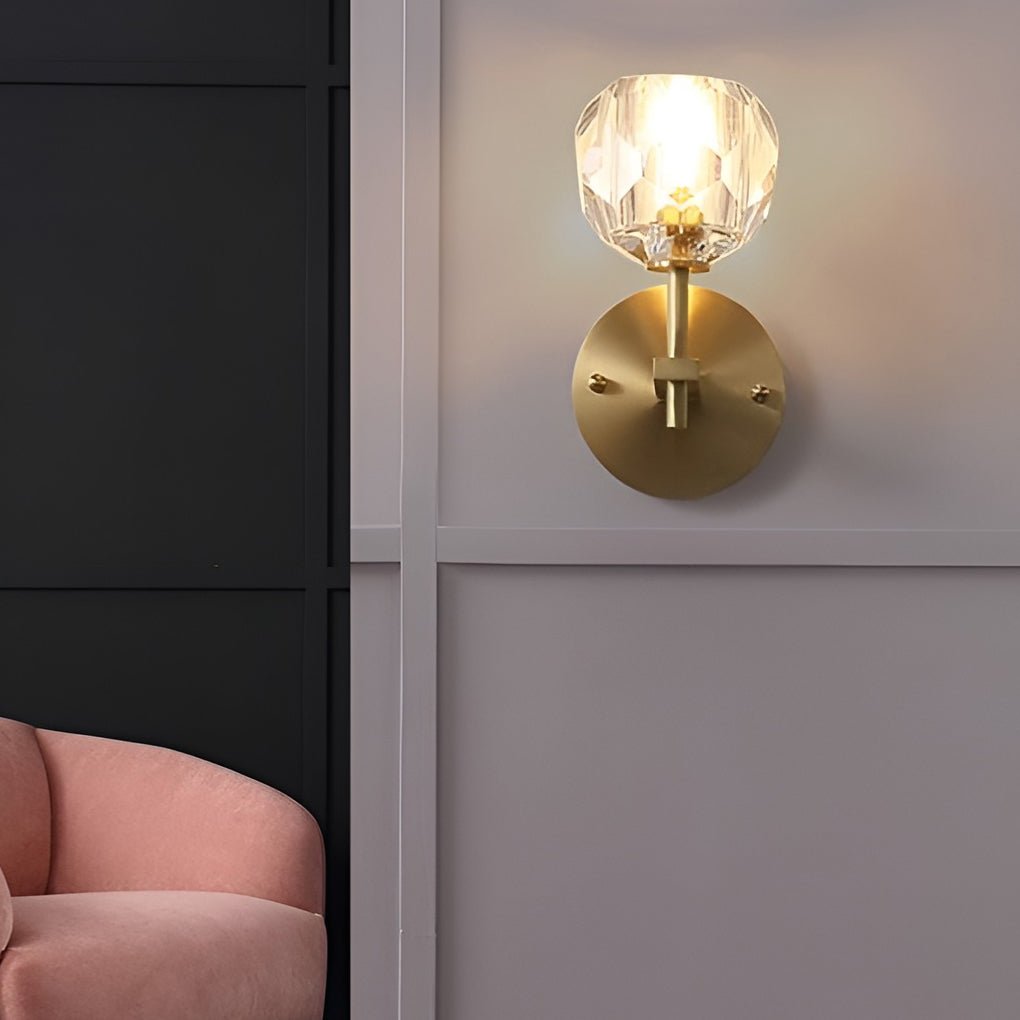 Crystal Wall Sconce with Shade LED Gold-Plated Lamp