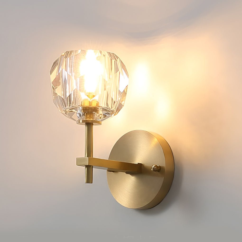 Crystal Wall Sconce with Shade LED Gold-Plated Lamp