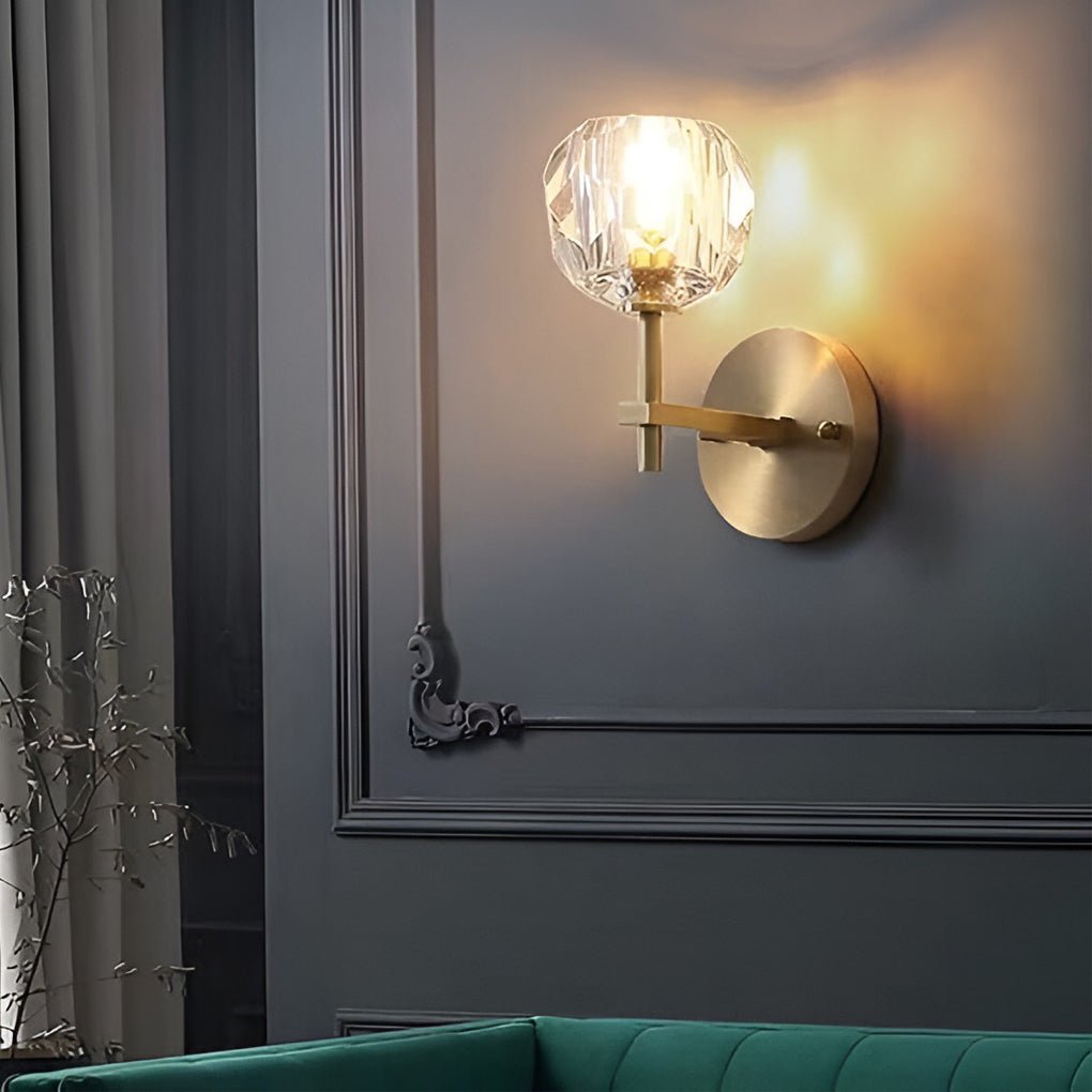 Crystal Wall Sconce with Shade LED Gold-Plated Lamp
