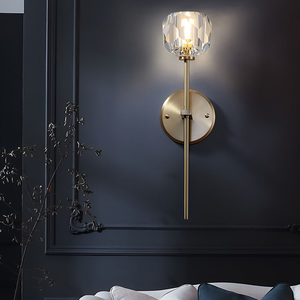 Crystal Wall Sconce with Shade LED Gold-Plated Lamp