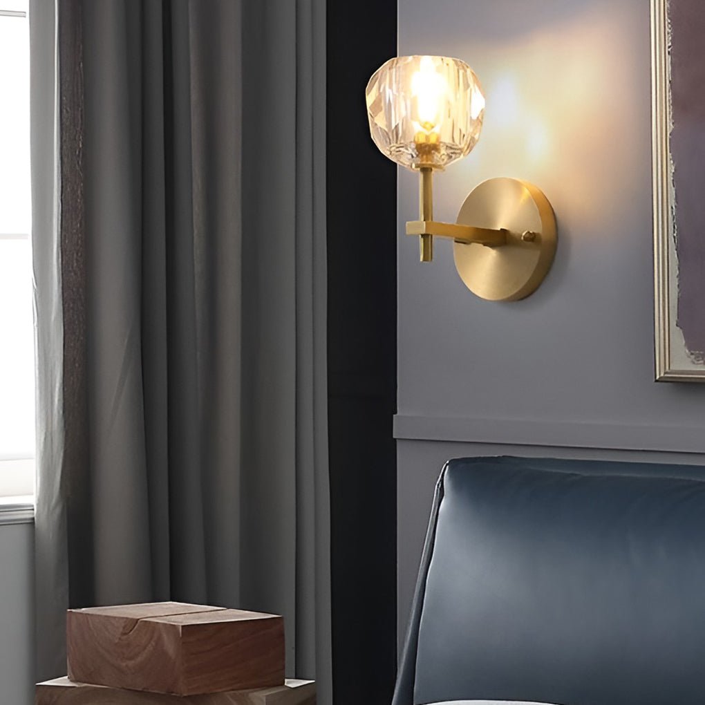 Crystal Wall Sconce with Shade LED Gold-Plated Lamp