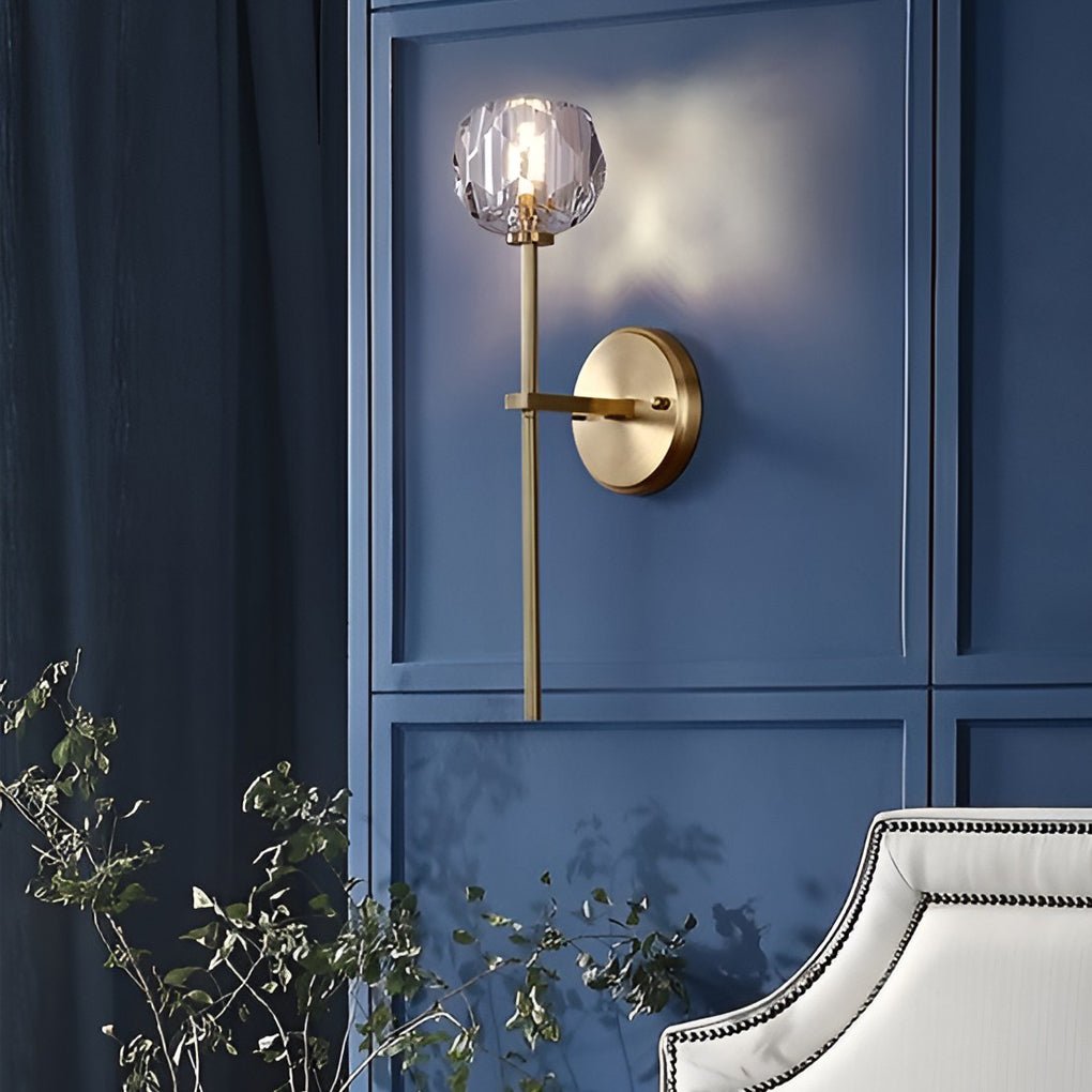 Crystal Wall Sconce with Shade LED Gold-Plated Lamp
