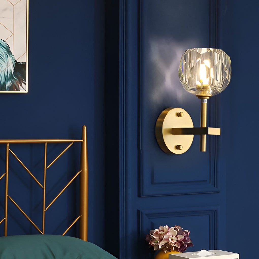Crystal Wall Sconce with Shade LED Gold-Plated Lamp