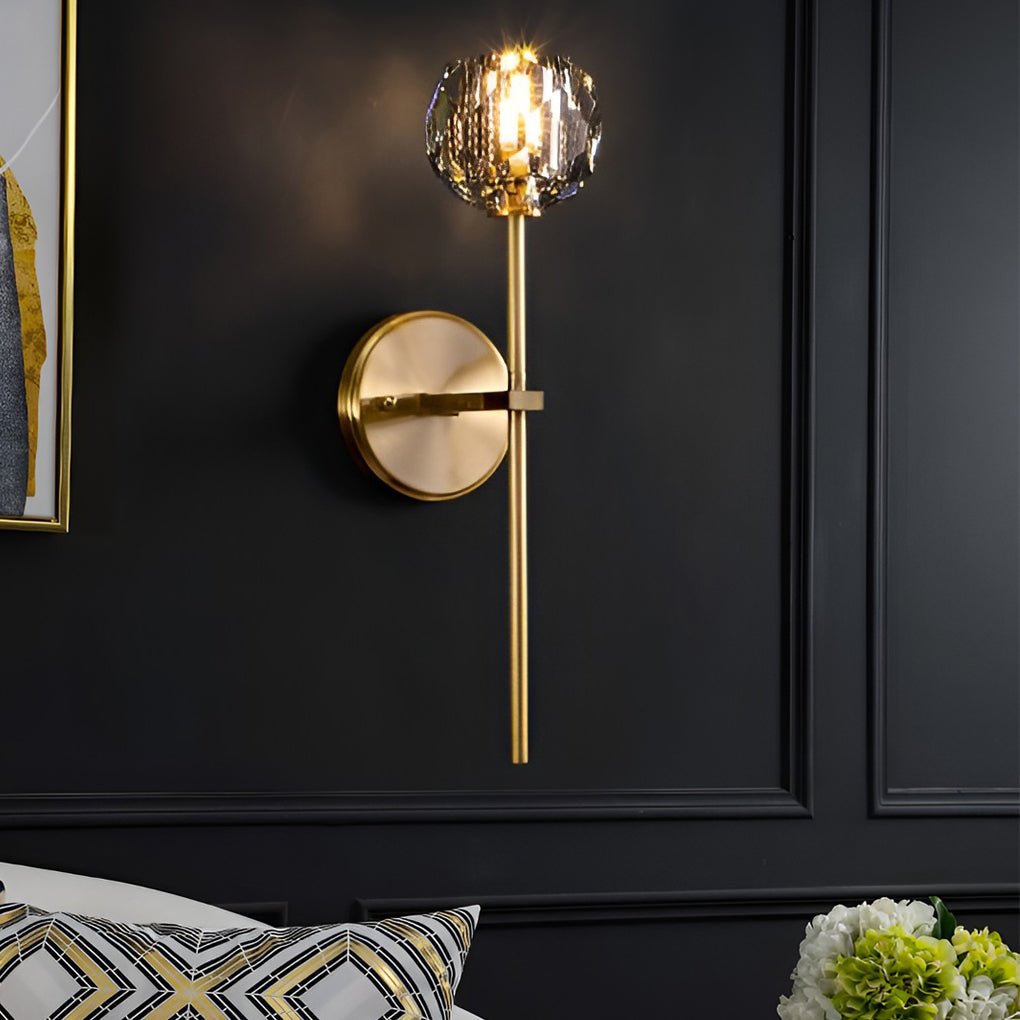 Crystal Wall Sconce with Shade LED Gold-Plated Lamp
