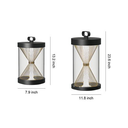 Black Outdoor Lantern Hourglass Design Versatile Portable Light