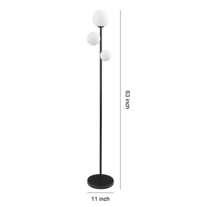 3 Lights Floor Lamp Gold Black White Modern Globe Standing Lamp