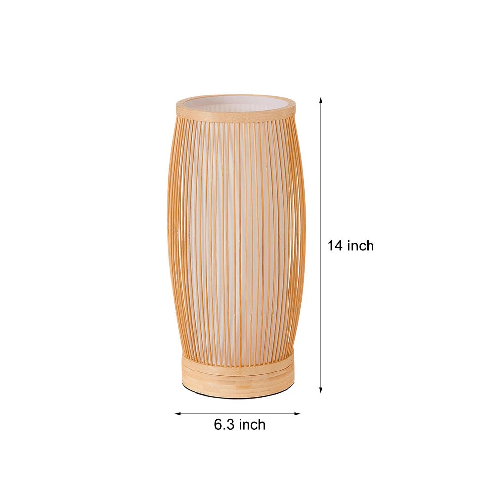 Vintage Bamboo Table Lamp Handwoven Japanese LED Lamp