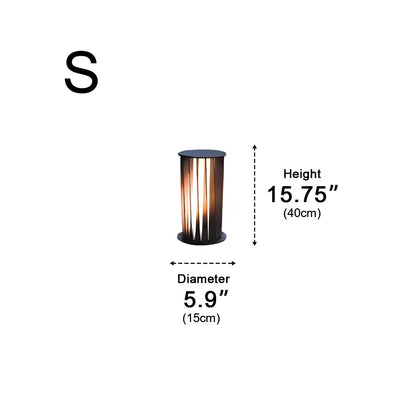 Pathway Cylindrical Landscape Light - Black Die-cast Aluminum and Acrylic Bollard in 15.7, 23.6 or 31.5 Inch Heights, Solar or Hardwired