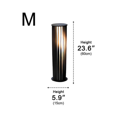 Pathway Cylindrical Landscape Light - Black Die-cast Aluminum and Acrylic Bollard in 15.7, 23.6 or 31.5 Inch Heights, Solar or Hardwired