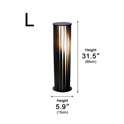 Pathway Cylindrical Landscape Light - Black Die-cast Aluminum and Acrylic Bollard in 15.7, 23.6 or 31.5 Inch Heights, Solar or Hardwired