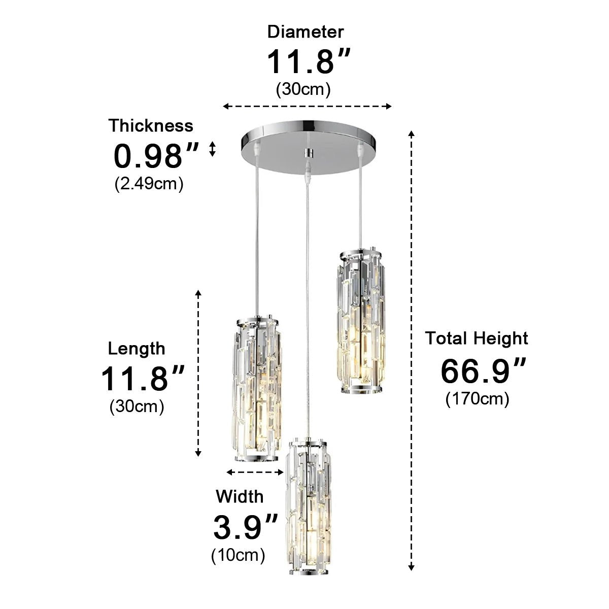 Dimmable Vintage Industrial Crystal Glass Pendant Light Ceiling Light