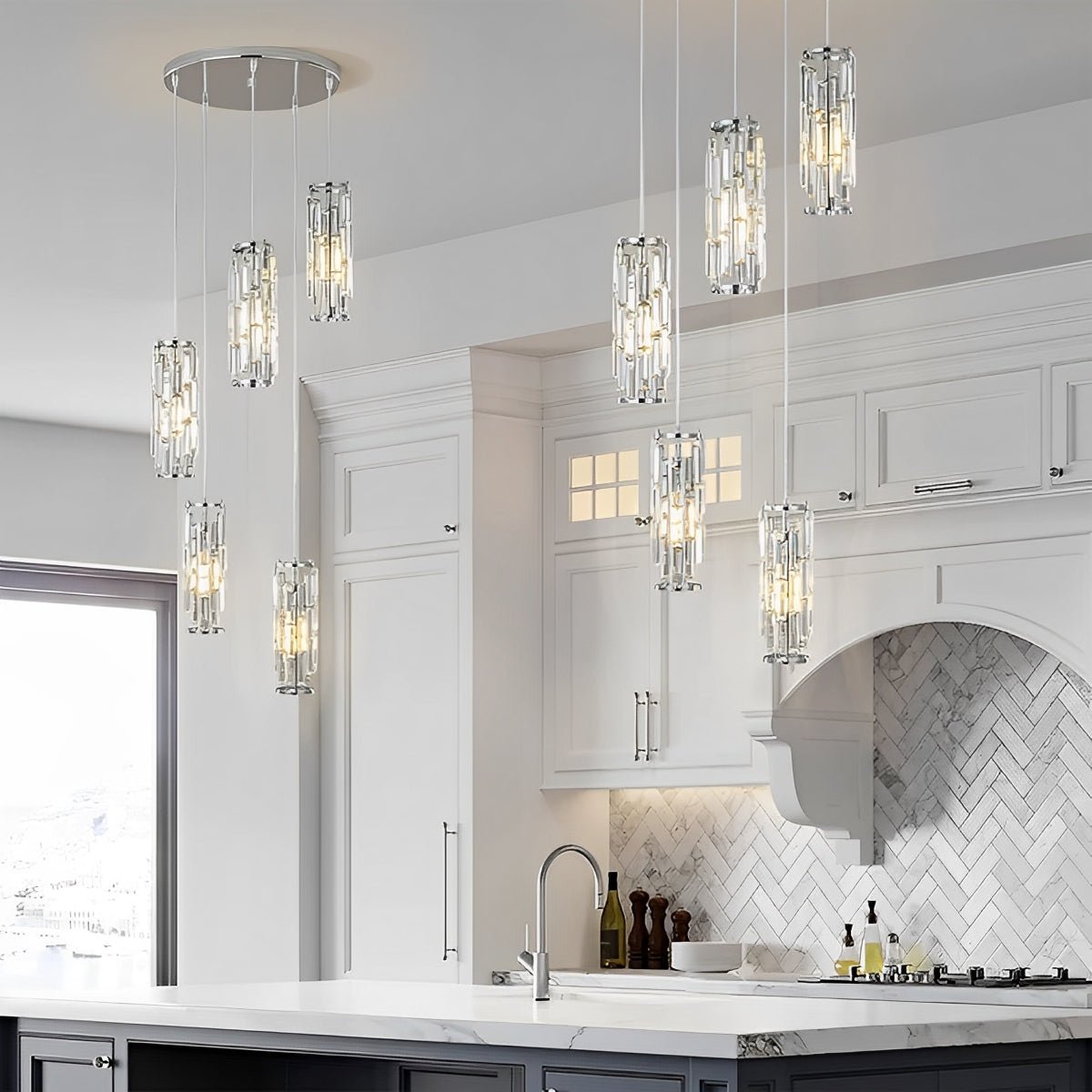 Vintage Industrial Crystal Glass Pendant Light Ceiling Light