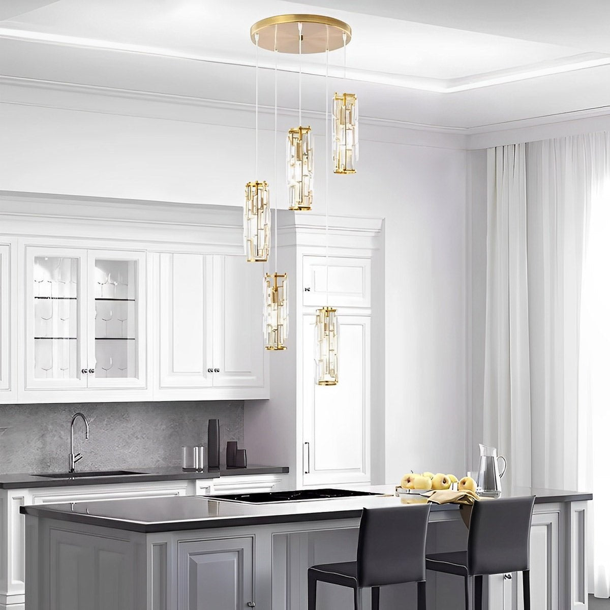Dimmable Vintage Industrial Crystal Glass Pendant Light Ceiling Light