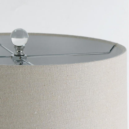 Crystal Ball Table Lamp Modern Fabric Cylinder Lampshade Lamp