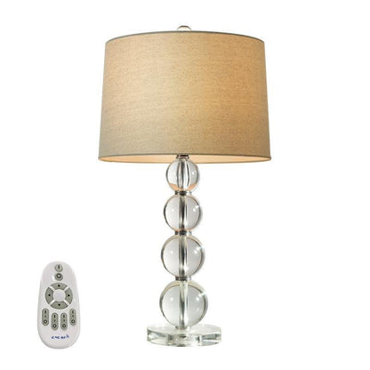 Crystal Ball Table Lamp Modern Fabric Cylinder Lampshade Lamp
