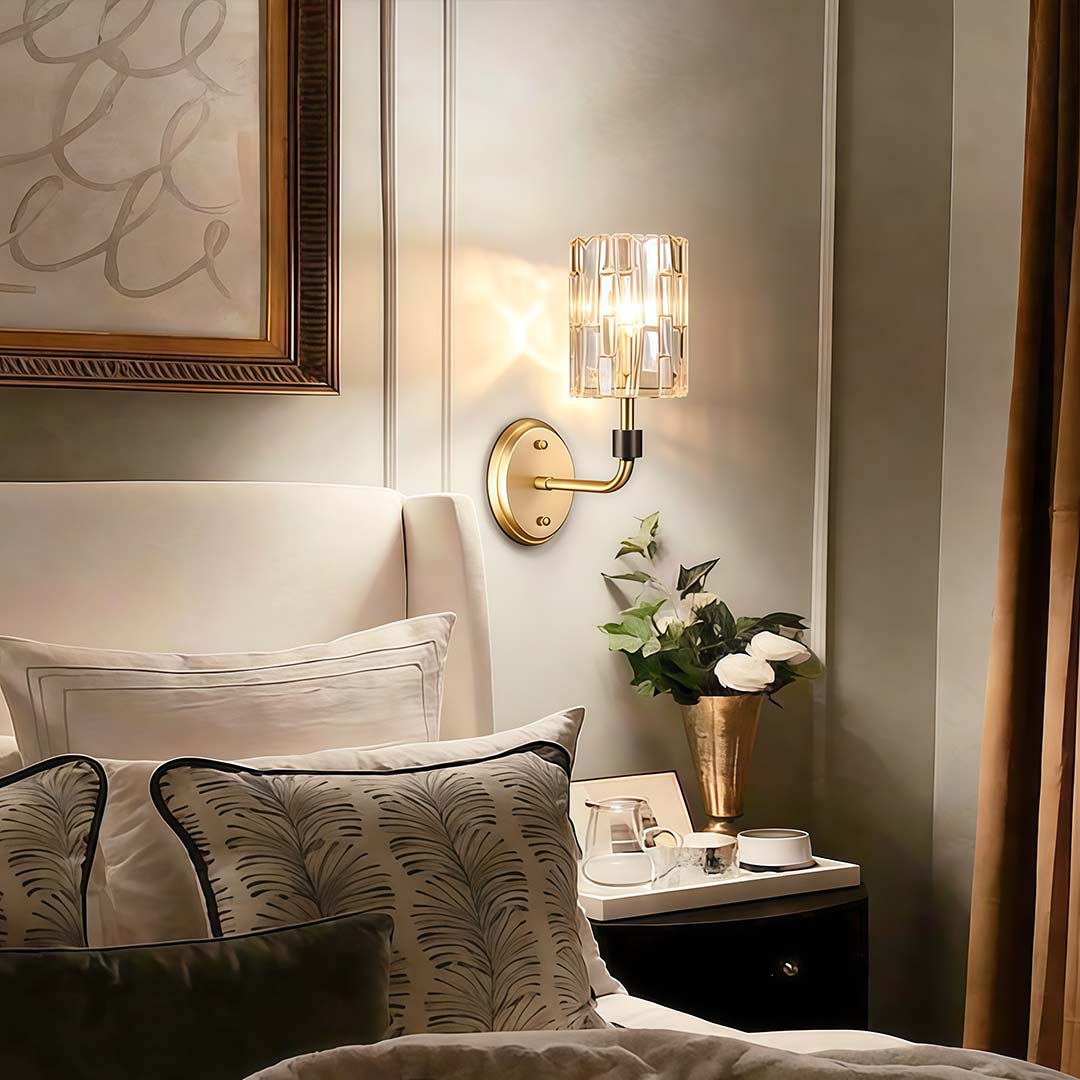 Crystal Wall Lights Gold American Style Luxurious Copper Lamp