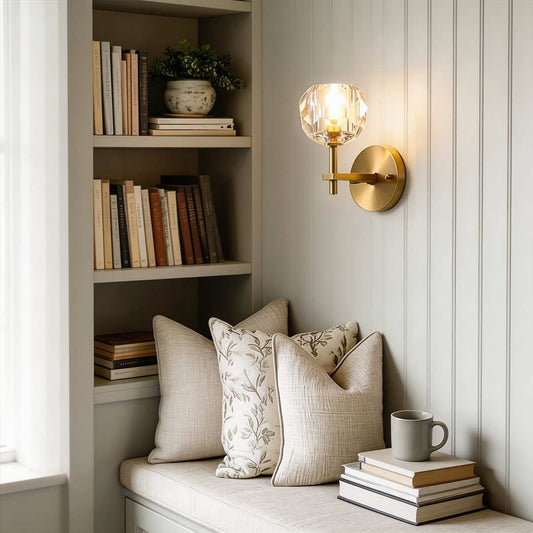 Crystal Wall Sconce with Shade LED Gold-Plated Lamp