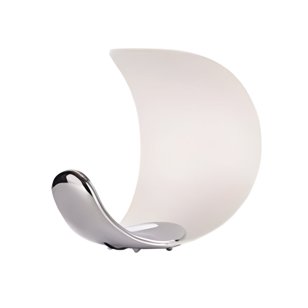 Curved Silver End Table Lamp Polished Chrome LED Light