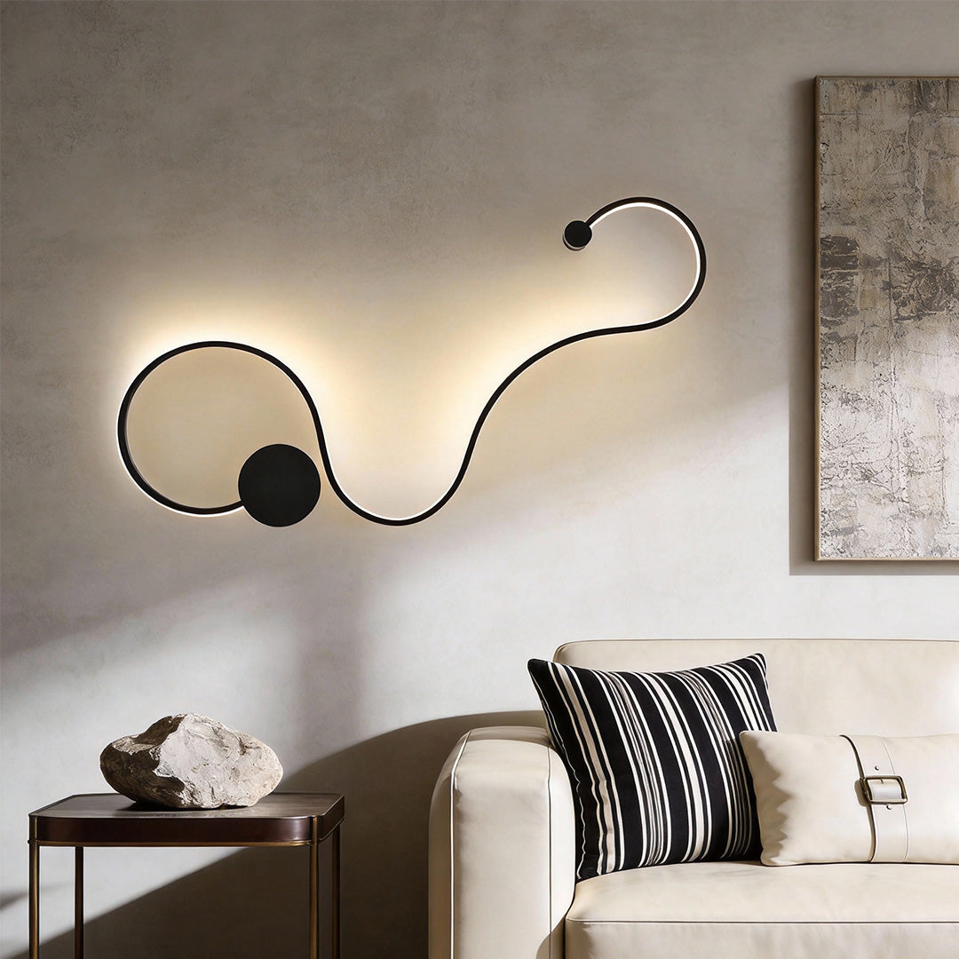 Curved Wall Sconce Modern Black Creative LED Light