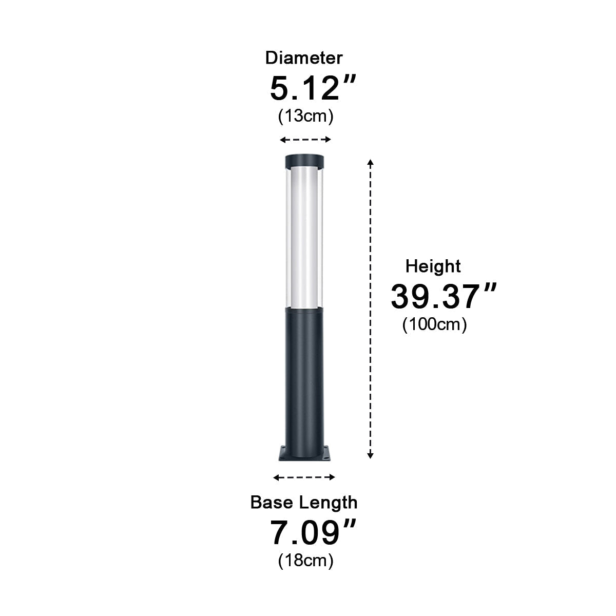 Cylinder LED Black Modern Outdoor Pathway Pole Lights