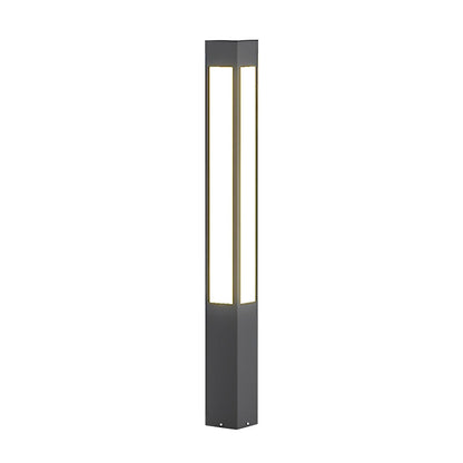 Modern Column Light - Industrial Aluminum and PC Pillar in 31, 59, 79 or 98 Inch Heights, Solar or Hardwired, for Courtyard Pathways