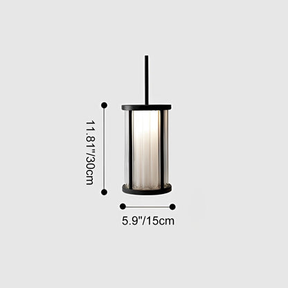 Cylinder Pendant Light - Black and Clear Weather Sealed Outdoor Pendant Casting a Warm Even Glow over Courtyard and Patio Gatherings