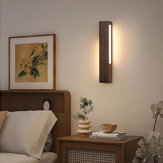 Japanese Wall Light for Bedside Aluminum Wood LED Lamp