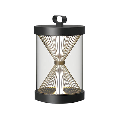 Black Outdoor Lantern Hourglass Design Versatile Portable Light