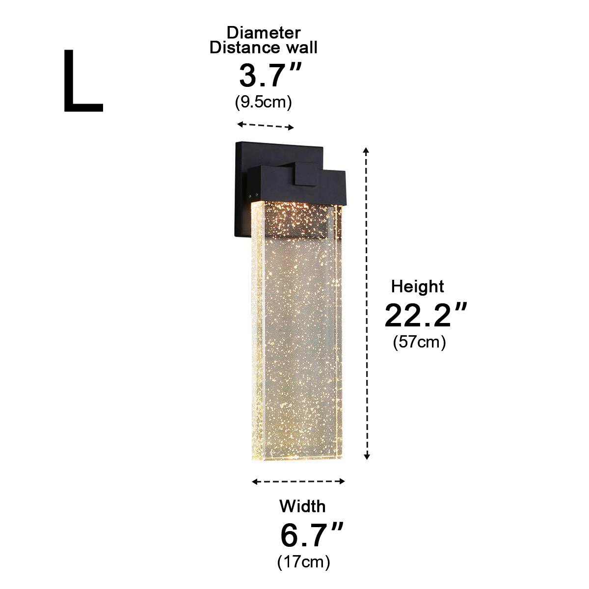 Modern Rectangular Crystal Bubble Waterproof LED Outdoor Wall Light